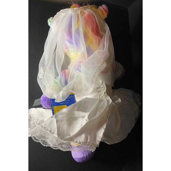 Build A Bear Rainbow Zebra Plush Bride Wedding Dress, Veil, Garter Belt BAB - Picture 9 of 15